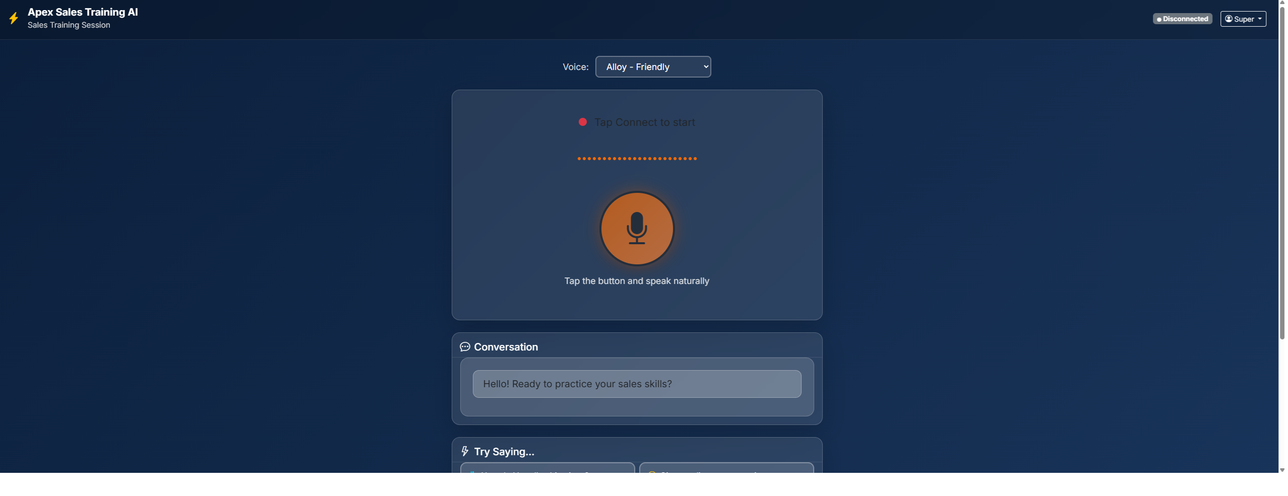 APEX Sales Training Chat